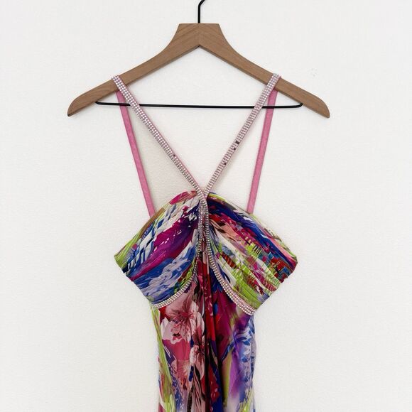 Vtg Cache Dress Womens 6‎ Floral Floor Length Gown Silk Chiffon Remnants FLAWED - Picture 2 of 16